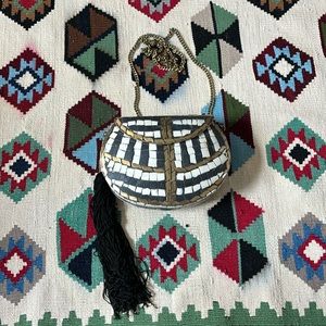 Zara intricate handmade hard case clutch (made from some sort of stone)